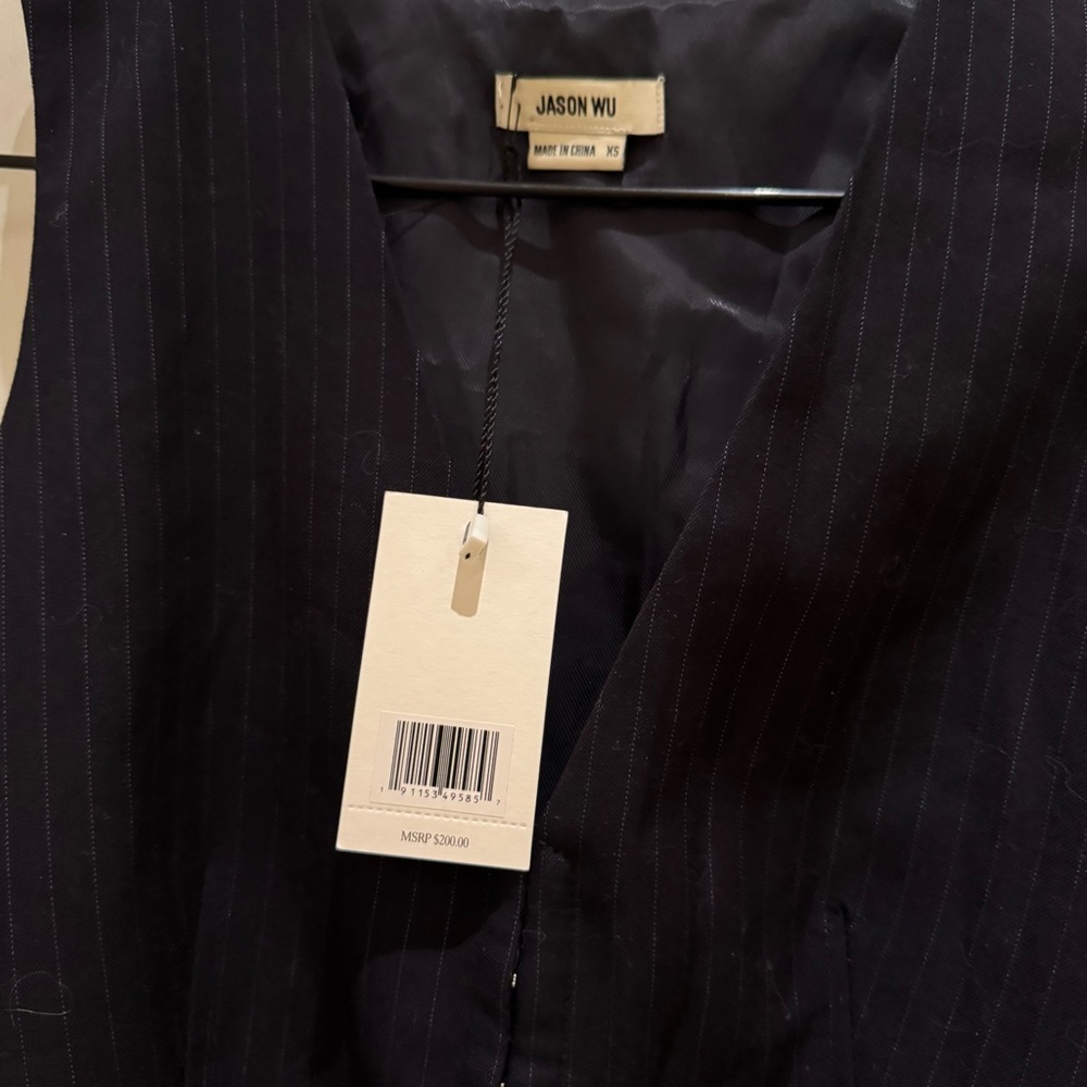 Jason Wu pinstripe navy button crop vest - Picture 2 of 3